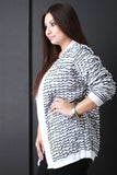 Two Tone Knit Open Front Cardigan