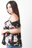 Open Shoulder Floral Print Top