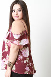 Open Shoulder Floral Print Top