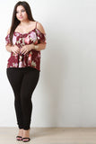 Open Shoulder Floral Print Top