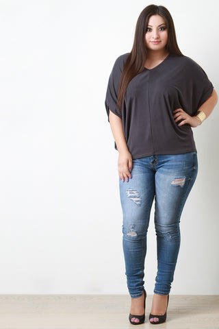 V-Neck Bat Wing Top