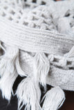 Open Knit Tassel Hem Infinity Scarf