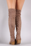 Corset Lace Almond Toe Fitted OTK Boots