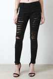 Distressed Mid Rise Skinny Jeans