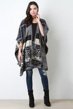 Navajo Tribal Print and Stripes Open Front Poncho