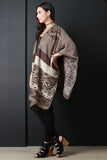 Navajo Tribal Print and Stripes Open Front Poncho