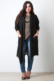 Long Contrast Satin Back Cardigan