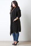 Long Contrast Satin Back Cardigan