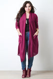 Long Contrast Satin Back Cardigan