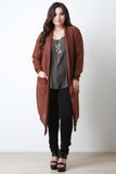 Long Contrast Satin Back Cardigan