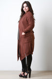 Long Contrast Satin Back Cardigan