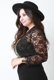 Open Front Lace Long Sleeve Cropped Bolero