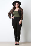 Open Front Lace Long Sleeve Cropped Bolero