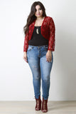Open Front Lace Long Sleeve Cropped Bolero