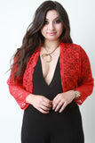 Open Front Lace Long Sleeve Cropped Bolero