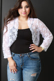 Open Front Lace Long Sleeve Cropped Bolero