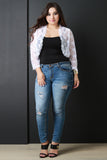 Open Front Lace Long Sleeve Cropped Bolero