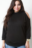 Knit Open Shoulder Mock Neck Top