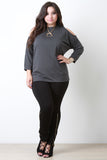 Knit Open Shoulder Mock Neck Top
