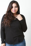 Hooded Drawstring Soft Knit Top