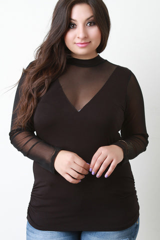 Choker Mesh Ruched Side Top