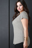 Striped Knit Criss Cross Short Sleeve Top