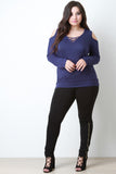 Open Shoulder Criss Cross Knit Top