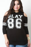Slay Open Shoulder Stripe Arm Top
