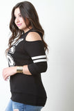 Slay Open Shoulder Stripe Arm Top