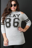 Slay Open Shoulder Stripe Arm Top
