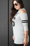 Slay Open Shoulder Stripe Arm Top