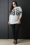 Slay Open Shoulder Stripe Arm Top