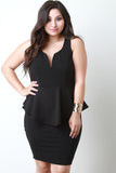 Textured Knit Peplum Sweetheart Dress