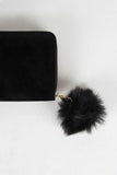 Fur Pom Pom Velvet Zipper Wallet