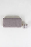 Fur Pom Pom Velvet Zipper Wallet