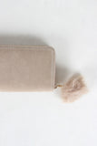 Fur Pom Pom Velvet Zipper Wallet