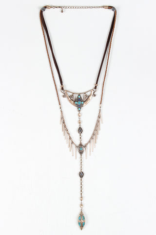 Mixed Materials Layered Bohemian Necklace Set