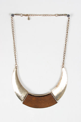 Wood and Gold Statement Necklace