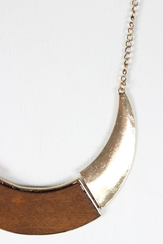 Wood and Gold Statement Necklace
