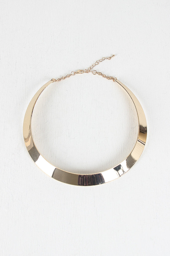 Thin Polished Metal Collar Choker Necklace