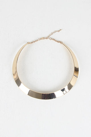 Thin Polished Metal Collar Choker Necklace