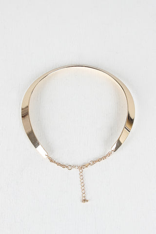 Thin Polished Metal Collar Choker Necklace