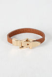 Metal Buckle Vegan Leather Bracelet