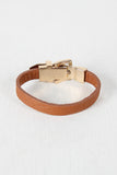 Metal Buckle Vegan Leather Bracelet