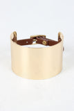 Metallic Cuff With Vegan Leather Buckle Bracelet