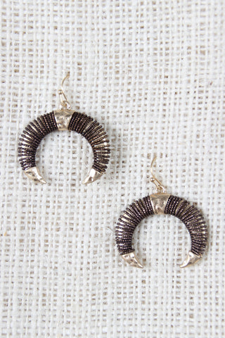 Wire Wrapped Horns Dangle Earrings