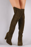 Shoe Republic LA Suede Chunky Heel OTK Boots