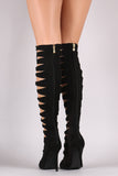 Liliana Lace Up OTK Pointy Toe Stiletto Boots