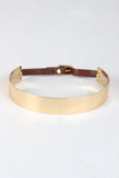 Metallic Collar with Vegan Leather Buckle Necklace