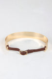 Metallic Collar with Vegan Leather Buckle Necklace